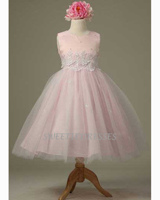 Satin Top W/Lacey Skirt Flower Girl Dress