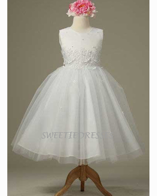 Satin Top W/Lacey Skirt Flower Girl Dress