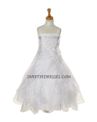 White organza dazzling girl dress