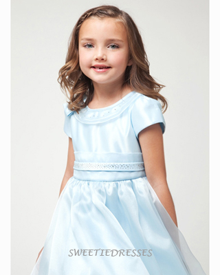 Organza Overlay Flower Girl Dress With Satin Bodice And Sleeve