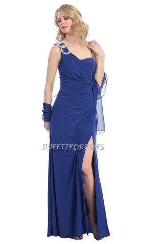 one shoulder point tiered long dress