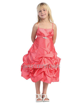 Rhinestone taffeta pickup girl dress