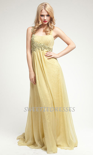 Elegance beeded silk chiffon long dress