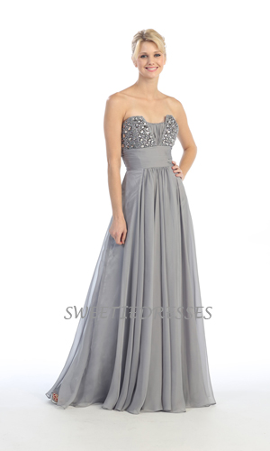 Sparkly sequinced strapless long prom dress
