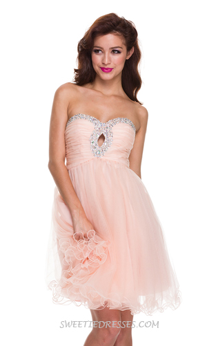 Sweet hear sparkly tulle short dress
