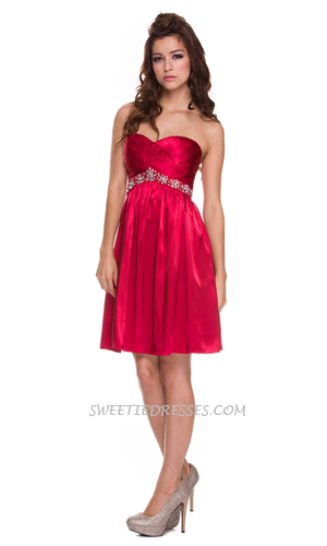 Satin sweet heart formal short dress