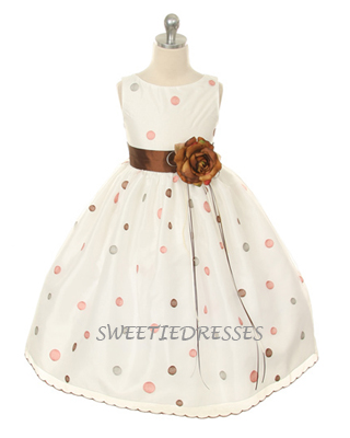 Embroidered polka dot girl dress