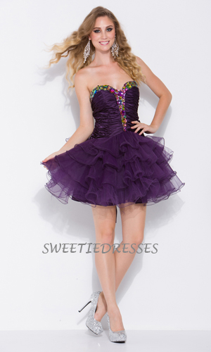 Lovely sweet heart beeded tulle short dress