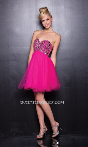 Strapless cute sweet heart tulle dress