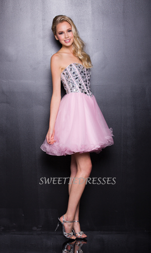 Elegant sweet heart jeweled tulle dress