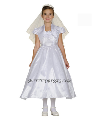 White elegant tafetta girl dress
