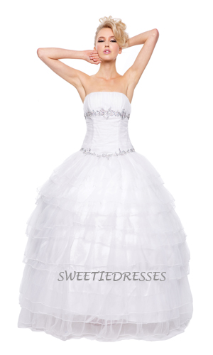Gorgeious beeded organza tulle layered wedding dress