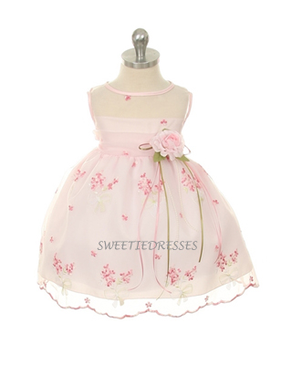 Sweet embroidered flower infant dress