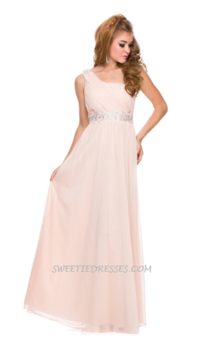 Elegant beaded one shoulder long dress