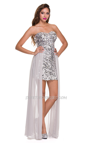 Sexy sparkly hi-low prom dress