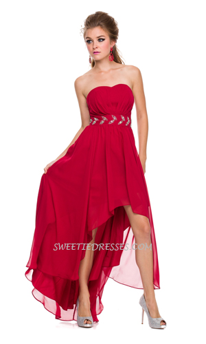 Simple beaded strapless formal dress