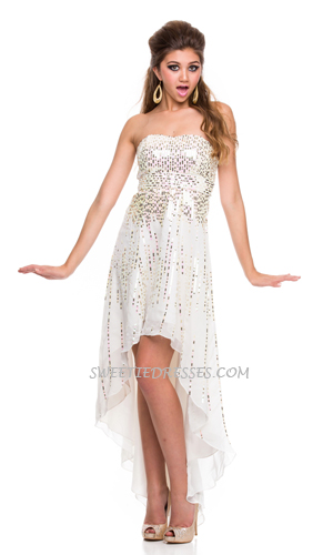 Shiny sprkle beaded hi-low dress