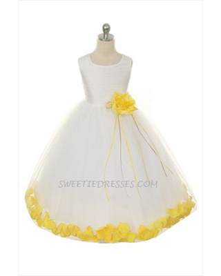 Simple silk petal flower girl dress