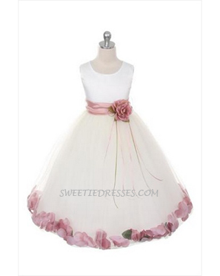 Sleeveless elegant petal flower girl dress