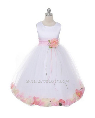 Sleeveless elegant petal flower girl dress