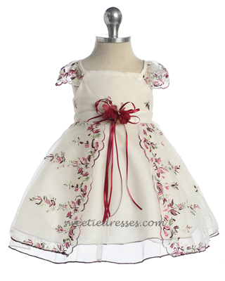 Lace cap sleeve organza baby dress