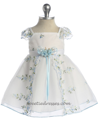 Lace cap sleeve organza baby dress