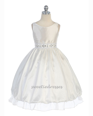 Shiny Stoned Two Layer Bubble Flower Girl Dress