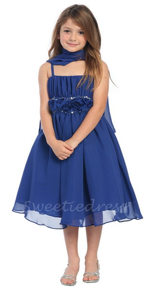 Rosy Duched Chiffon Flower Girl Dress
