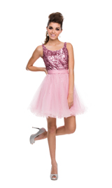 Shiny embroided tulle dress